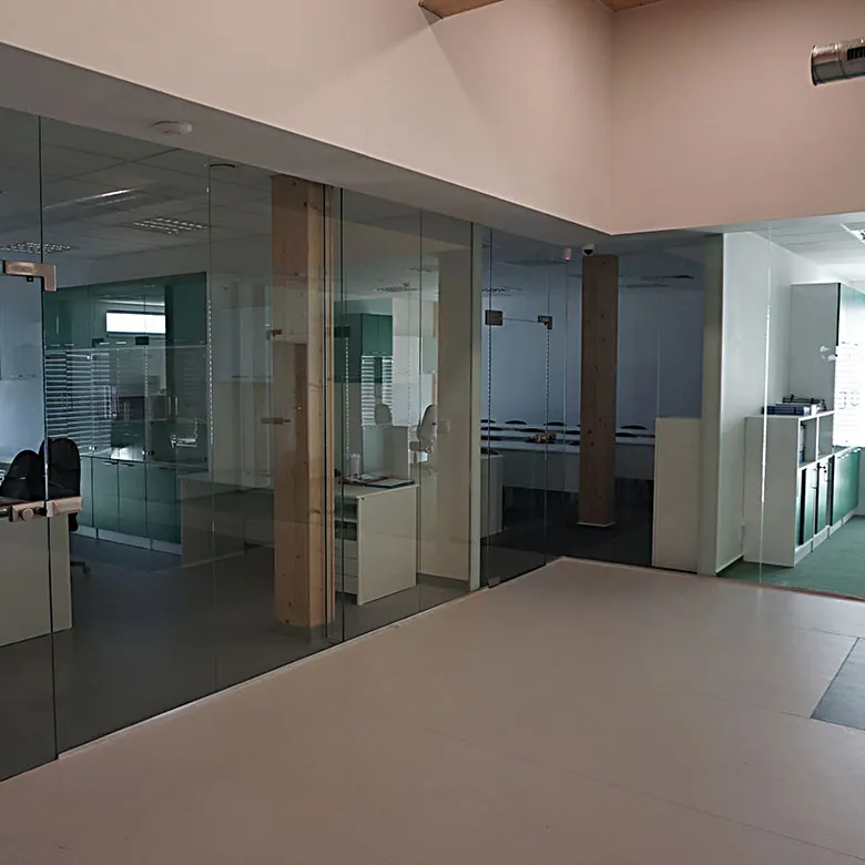 Glass-walled offices